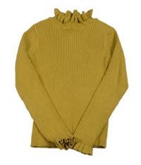 Okrový žebrovaný svetr Next