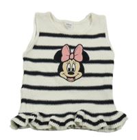 Smetanovo-černá pruhovaná pletená vesta s Minnie Disney