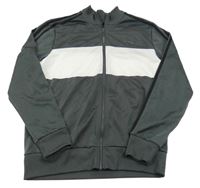 Tmavošedo-bílá sportovní propínací mikina Adidas