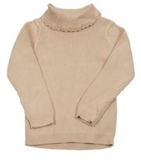 Světlerůžový žebrovaný svetrový rolák George