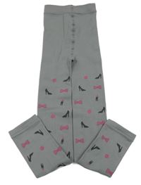 Šedé punčochové thermo legíny s mašlemi Ergee