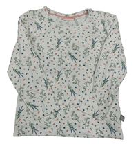 Bílo-zelené květované triko Lindex