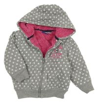 Šedá puntíkatá propínací zateplená mikina s nápisem a kapucí Lupilu