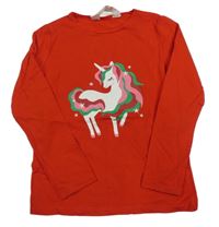Červené triko s jednorožcem H&M