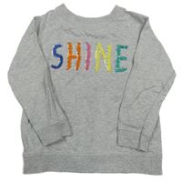 Šedá mikina s nápisem a flitry M&Co.