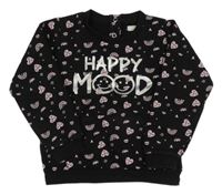 Černá mikina se srdíčky a nápisem 