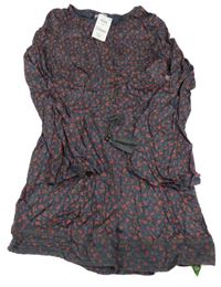 Nové - Antracitové květované lehké šaty Next