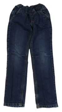 Tmavomodré rifle s úpletový pasem Gémo