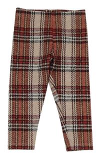 Tmavo-světlerůžové kostkované úpletové legíny F&F