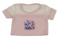 Světlerůžovo-tylové crop tričko se Stitchem