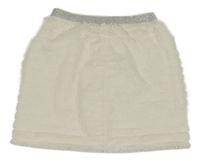 Smetanová kožešinová sukně s třpytivým pasem 