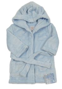 Nové - Světlemodrý plyšový župan s kapucí 