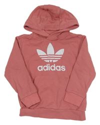 Růžová mikina s logem a kapucí Adidas