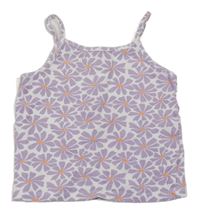 Lila-bílý květovaný crop top Kiki&Koko