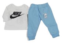 2set - Bílé triko Nike + světlemodré tepláky s medvídkem 