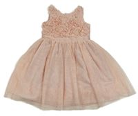 Broskvové tylové slavnostní šaty se třpytkami H&M