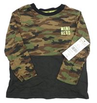 Nové - Army-černé triko s nápisem F&F