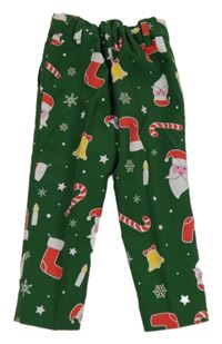 Zelené kalhoty s vánočním motivem a puky 