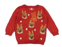 Nové - Červený svetr se soby Primark 