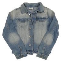 Modrá riflová crop bunda s kamínky H&M