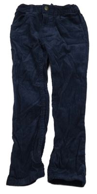 Tmavomodré manšestrové kalhoty H&M