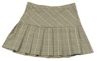 Béžovo-hnědo-modrá kostkovaná skládaná sukně Page one young