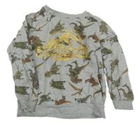 Šedá mikina s dinosaury - Jurský svět