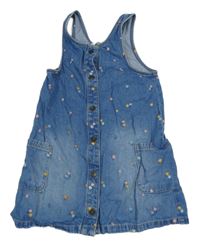 Modré propínací riflové šaty s kytičkami M&S