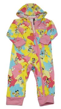 Barevná vzorovaná tepláková kombinéza s Minnií a kapucí Adidas