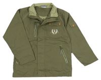 Khaki šusťáková jarní bunda s potiskem Hot+spicy