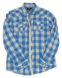 Modro-bílá kostkovaná košile MANGO 