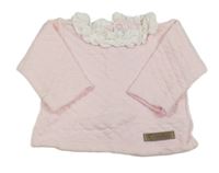 Světlerůžová prošívaná mikina s volánky Calamaro