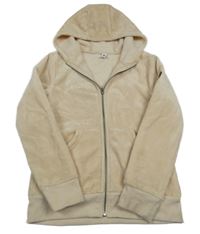 Béžová chlupatá propínací mikina s kapucí Yigga