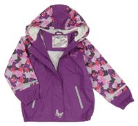 Fialová nepromokavá bunda s motýly a kapucí Lupilu