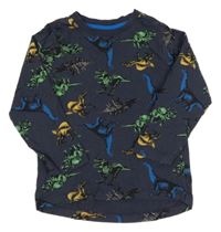 Tmavomodré triko s dinosaury Nutmeg