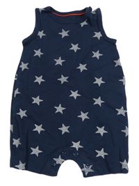 Tmavomodrý bavlněný kraťasový overal hvězdičkami C&A