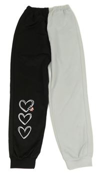 Černo-světlemodré tepláky se srdíčky Shein