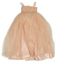 Broskvové tylové šaty s kamínky