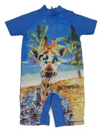 Modrý UV kraťasový overal se žirafou Next 