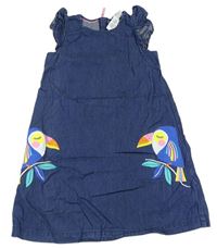 Tmavomodré lehké riflové šaty s tukany a volánky BOPSTER&Mimi