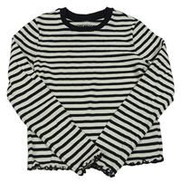 Bílo-černé pruhované žebrované crop triko M&S