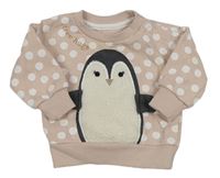 Světlepudrová puntíkatá mikina s tučňáčkem PRIMARK