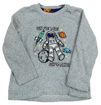 Šedá melírovaná fleecová pyžamová mikina s kosmonautem zn. PRIMARK