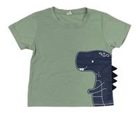 Světlekhaki tričko s dinosaurem zn. SHEIN