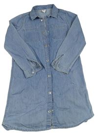 Světlemodré lehké riflové propínací košilové šaty H&M