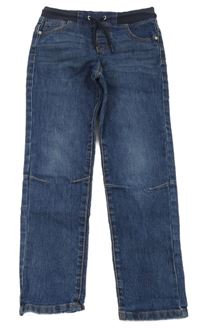 Tmavomodré slím rifle s úpletovým pasem Denim Co.
