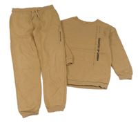 2Set - Hnědá mikina s nápisy + tepláky zn. Matalan