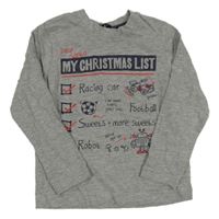 Šedé melírované vánoční triko s nápisy a obrázky George