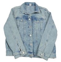 Světlemodrá plísňová tepláková riflová bunda H&M