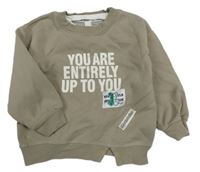 Šedobéžová mikina s nápisy a nášivkou HONE BABY